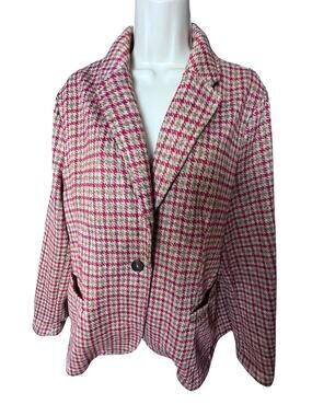 Lands’ End Knit Houndstooth Blazer XL Workwear Academia Soft Comfy Career Wear